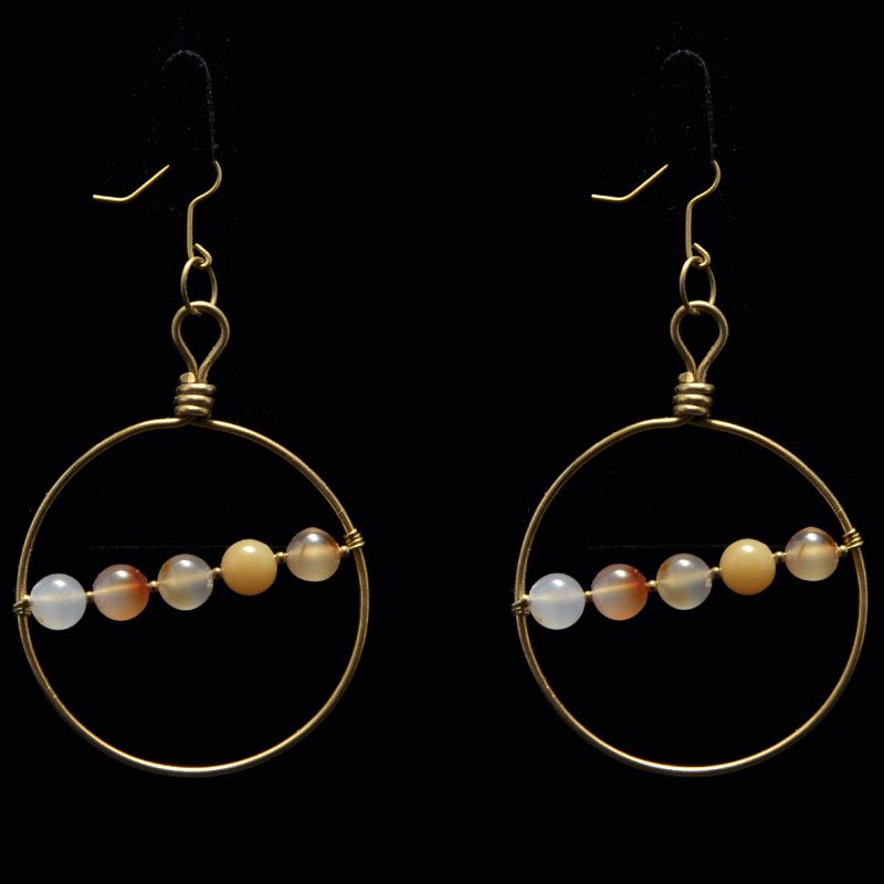 Handmade earrings with brass and semiprecious stones