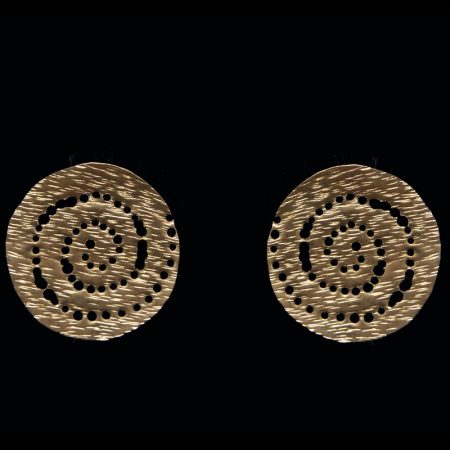 Handmade earrings with hammered brass and ancient Greek design