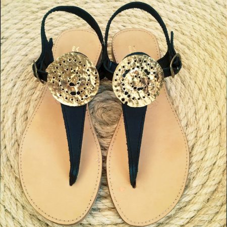 Handmade leather sandals with brass