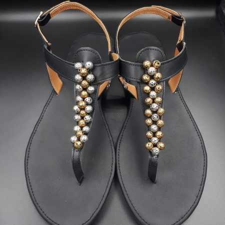Handmade leather sandals with volcanic stones!