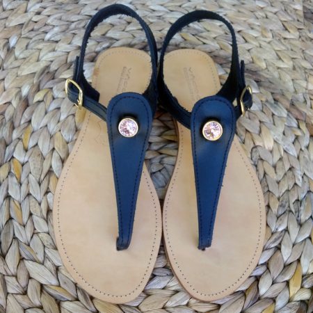Handmade leather sandals with "Swarovski" stones!