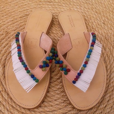 Handmade leather sandals with volcanic stones!